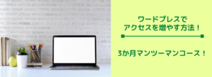 ワードプレスでアクセスを増やす方法！3か月マンツーマンコース！